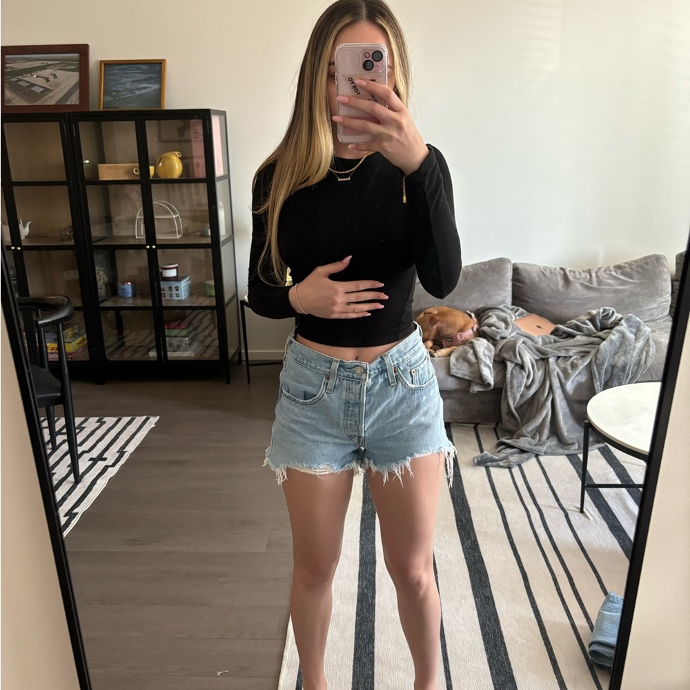 Levi’s distressed denim shorts